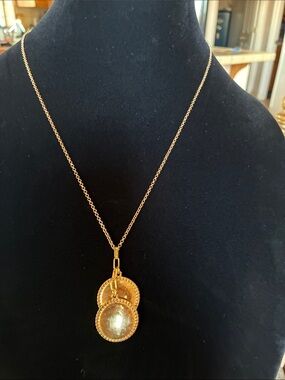 J. Crew Gold Double Disc Pendant Necklace